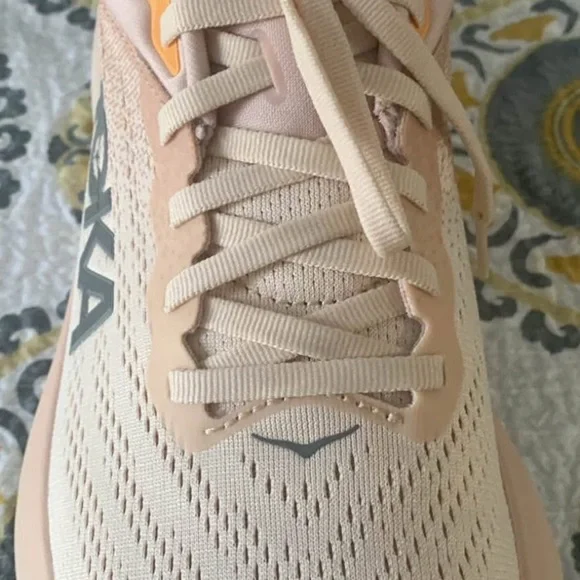 Hoka Cream Sneakers with Breathable Mesh and Cushioned Midsole - Picture 3 of 4